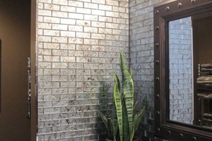 BATHROOM BACKSPLASH - SOLISTONE FOLIA GLASS SILVER MAPLE