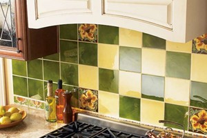 KITCHEN BACKSPLASH - SOLISTONE HAND PAINTED CERAMIC DECO PARAISO, SOL, AND NOPAL